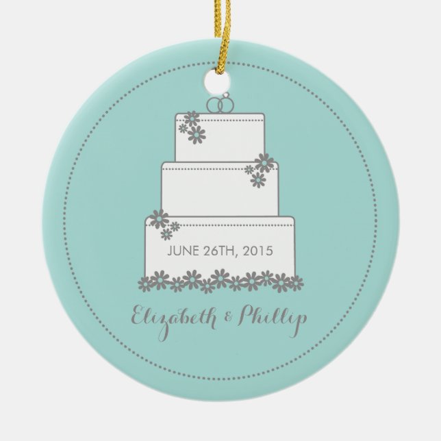 Ornement commémoratif de gâteau de mariage - (Devant)