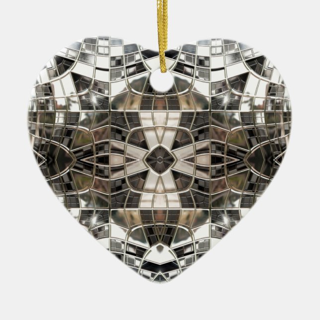 Ornement croisé argenté de coeur de mosaïque (Devant)