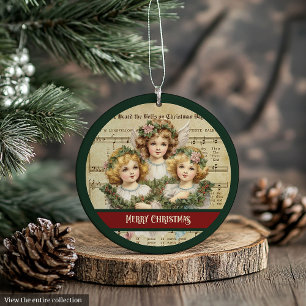 Ornement d'ange de Noël joyeux vert rouge Garder