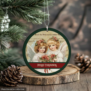 Ornement d'anges de Noël vintage Monogramme Souven