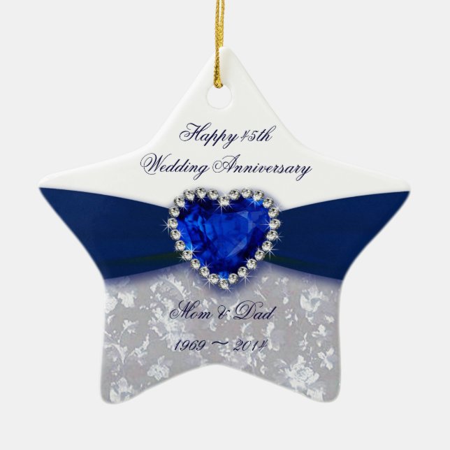 Ornement d'anniversaire de mariage de damassé (Devant)