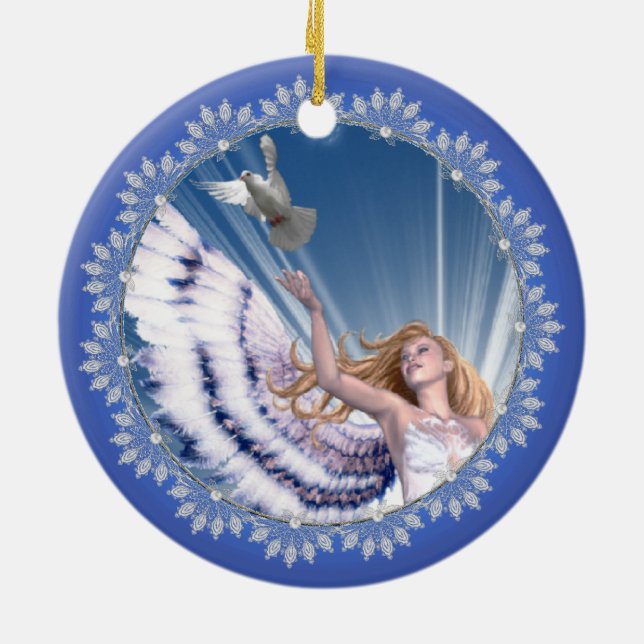 Ornement d'arbre d'ange de Noël de Gloria (Dos)