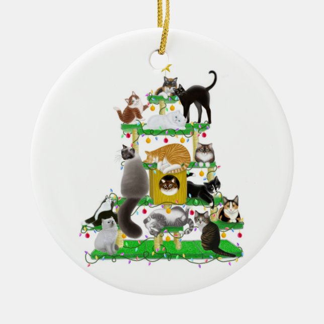 Ornement d'arbre de chat de Noël (Devant)