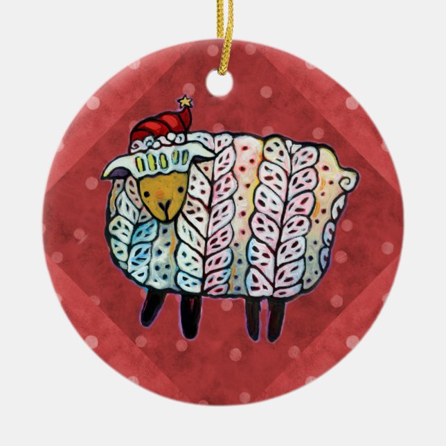 Ornement d'arbre de moutons de Noël (Devant)