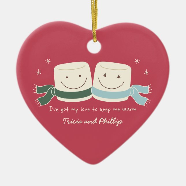 Ornement d'arbre de Noël d'amour de guimauve (Devant)