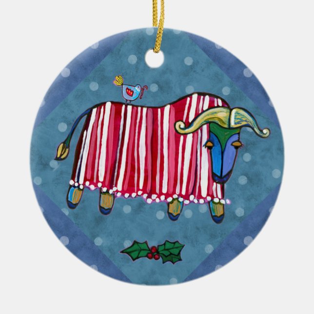 Ornement d'arbre de Noël de boeuf de menthe (Devant)