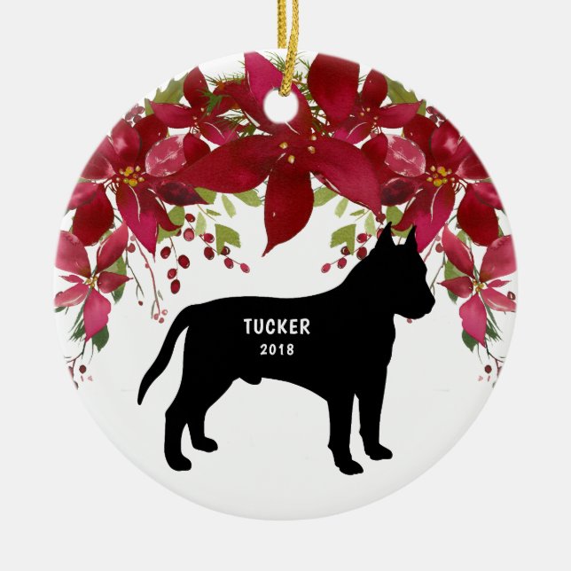 Ornement d'arbre de Noël de chien de pitbull (Devant)