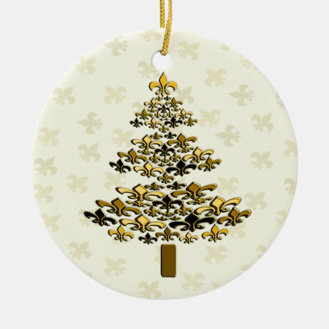 Ornement d'arbre de Noël de Gold Fleur de Lis (Devant)