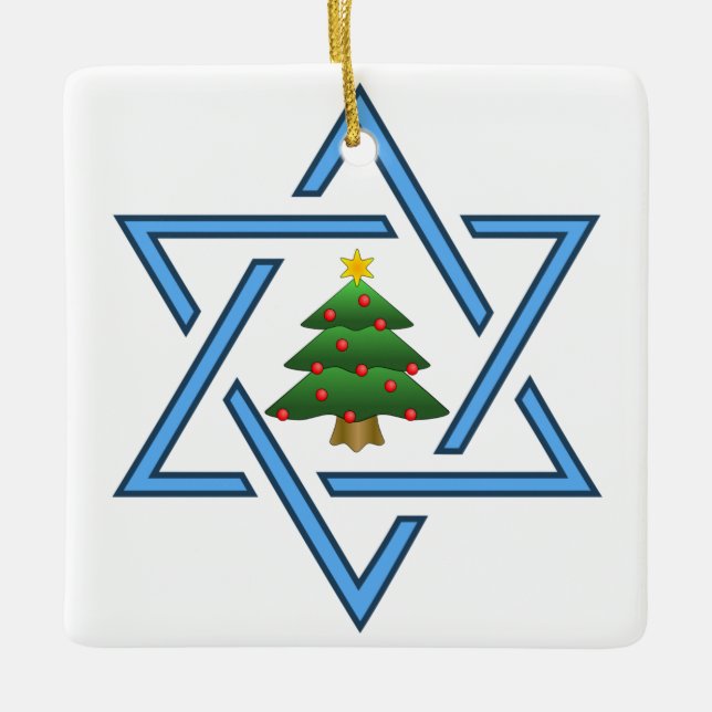 Ornement d'arbre de Noël de l'étoile juive (Devant)