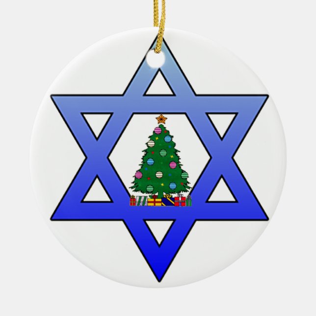Ornement d'arbre de Noël de l'étoile juive (Devant)