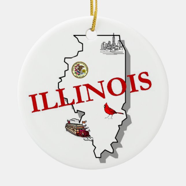 Ornement d'arbre de Noël de l'Illinois (Devant)