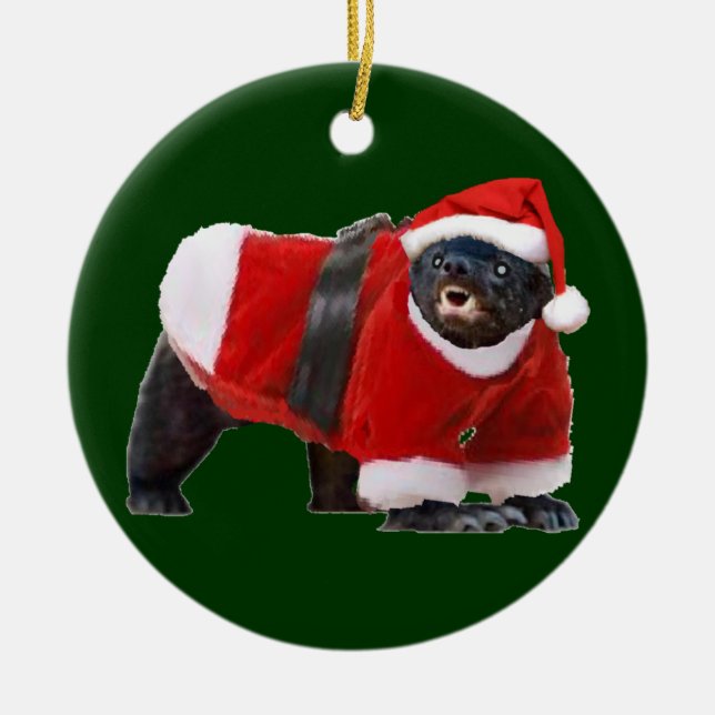 Ornement d'arbre de Noël de Père Noël de blaireau (Devant)