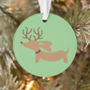 Ornement d'arbre de Noël de teckel de renne