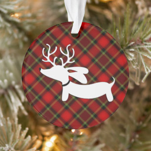 Ornement d'arbre de Noël Plaid Dachshund