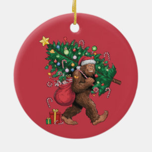 Ornement d'arbre de Noël rouge cigefer souriant