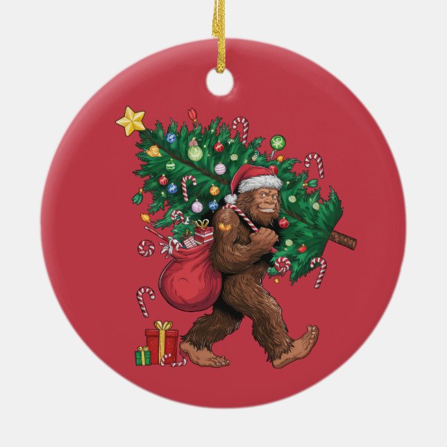 Ornement d'arbre de Noël rouge cigefer souriant (Dos)