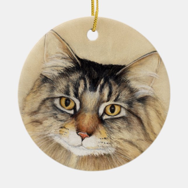 Ornement d'art de chat de ragondin du Maine (Devant)