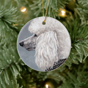 Ornement d'art du chien de caniche blanc