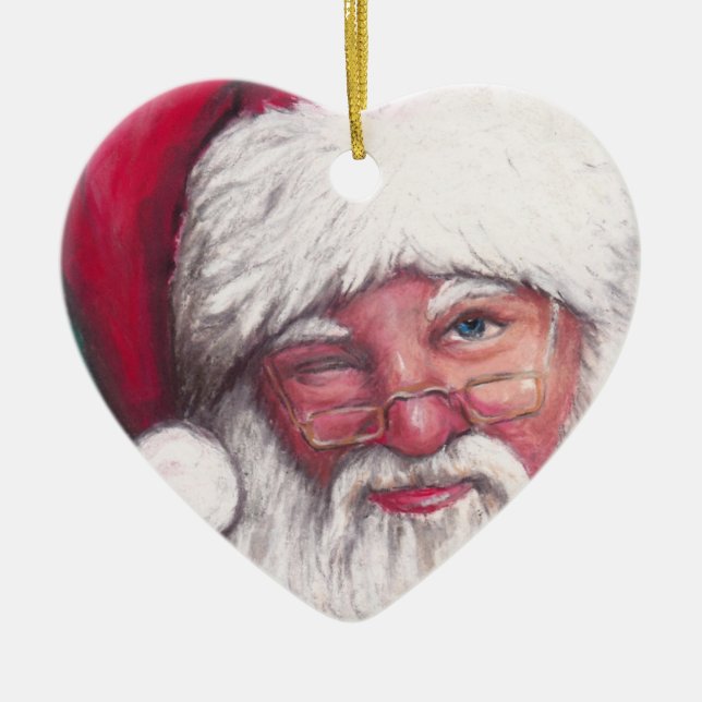 Ornement d'art du clin d'oeil de Père Noël (Devant)