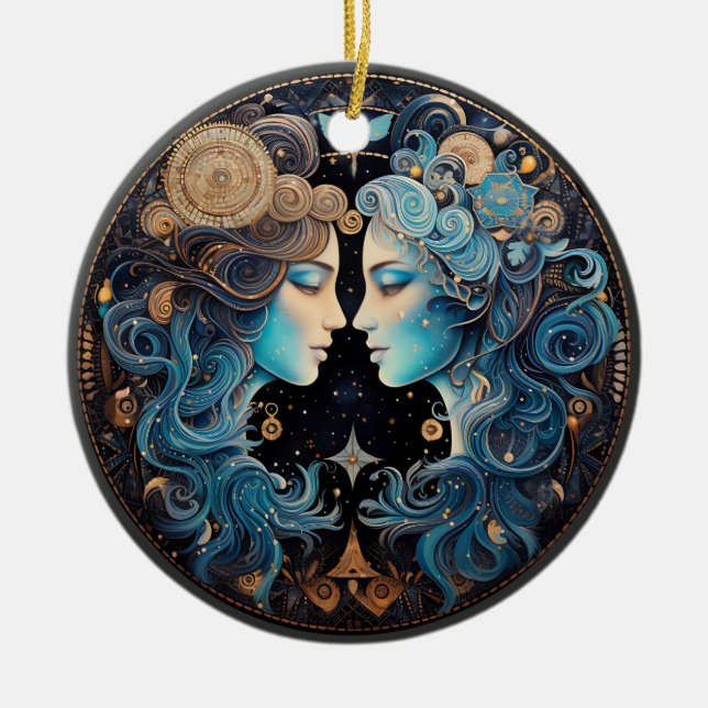 Ornement d'astrologie personnalisée Zodiac Gemini (Devant)
