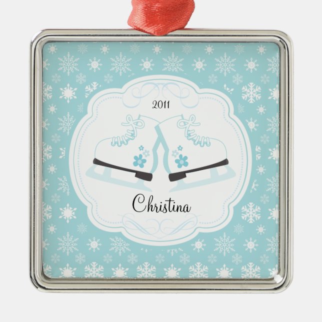 Ornement daté de patinage de Noël de raies de (Devant)