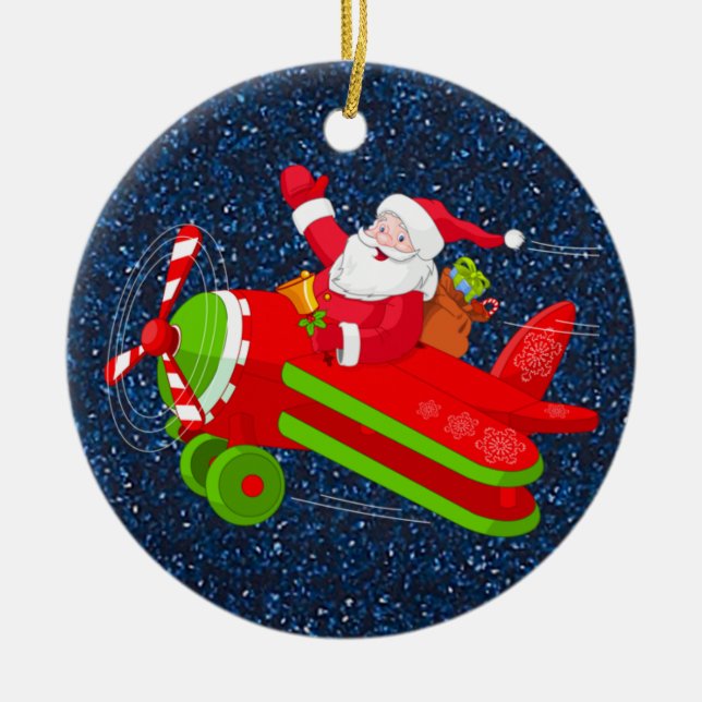 Ornement d'avion volant père Noël (Devant)
