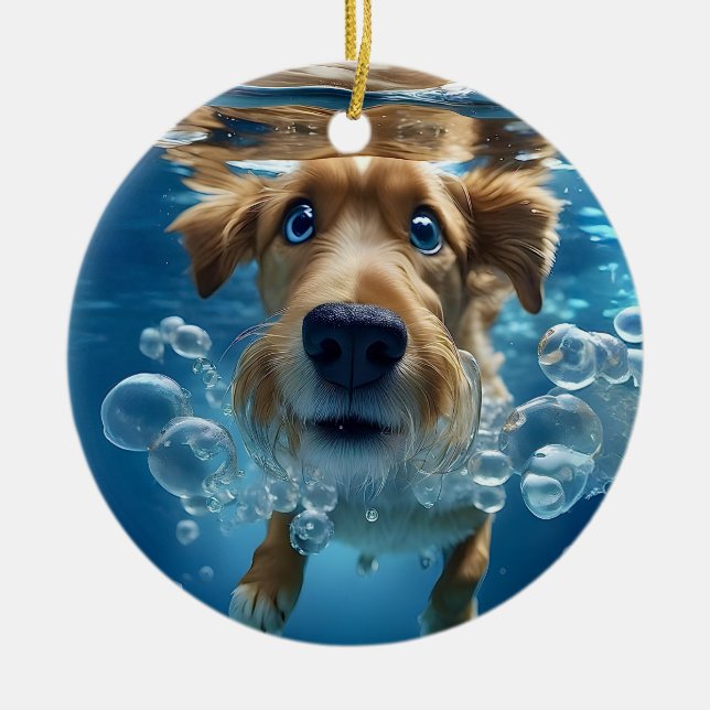 Ornement de bain de chien sous-marin (Devant)