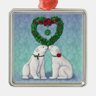 Ornement de baiser d'ours blanc