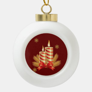 Ornement de bal en céramique de Noël, bougie de No