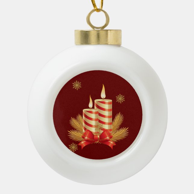 Ornement de bal en céramique de Noël, bougie de No (Devant)