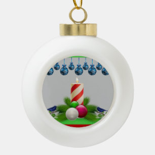 Ornement de bal en céramique de Noël, bougie de No