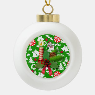 Ornement de bal en céramique de Noël, bougie de No