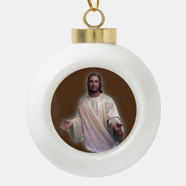 Ornement de bal en céramique de Noël, Jésus Christ (Devant)