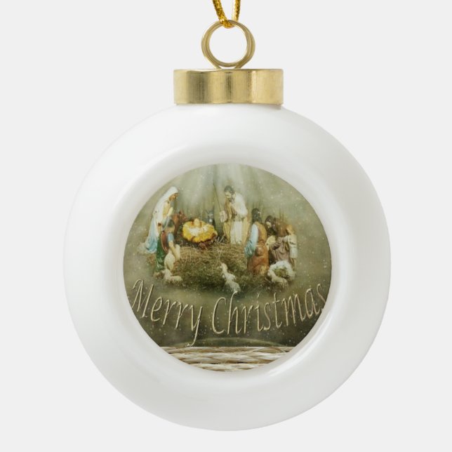 Ornement de bal en céramique de Noël, Jésus Christ (Devant)