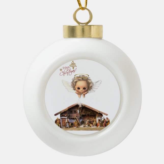 Ornement de bal en céramique de Noël, Jésus Christ (Devant)