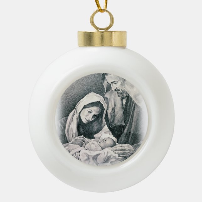 Ornement de bal en céramique de Noël, Jésus Christ (Devant)