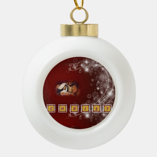 Ornement de bal en céramique de Noël, Jésus Christ (Devant)