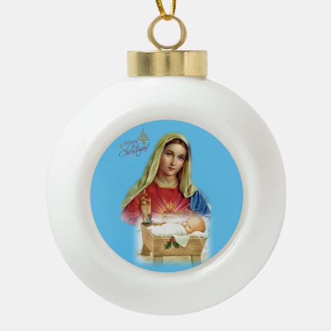 Ornement de bal en céramique de Noël, Jésus Christ (Devant)