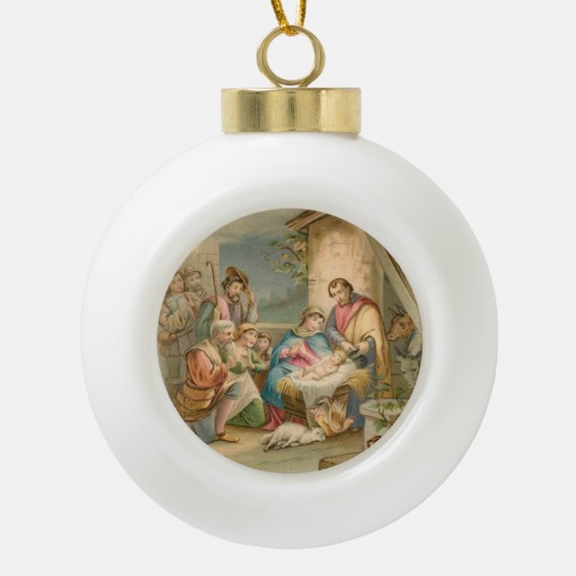 Ornement de bal en céramique de Noël, Jésus Christ (Devant)