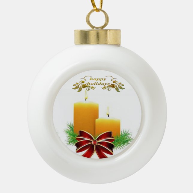 Ornement de bal en céramique de Noël, Joyeuses fêt (Devant)