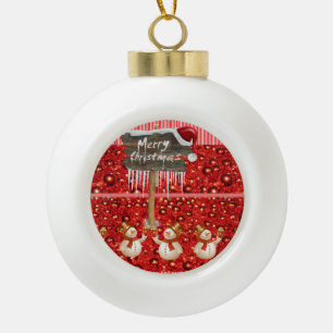 Ornement de bal en céramique de Noël, Snowman