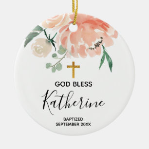 Ornement de baptême de filles florales