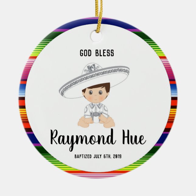 Ornement de baptême de garçon de Charro (Devant)