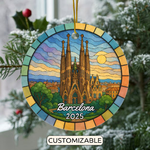 Ornement de Barcelone en verre coloré personnalisé