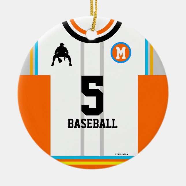Ornement de baseball Jersey Orange Blue Grey (Devant)