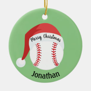 Ornement de baseball Santa Hat