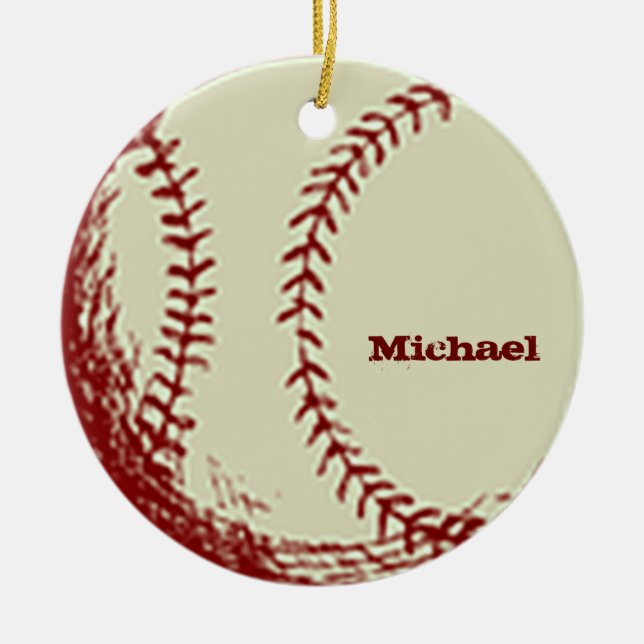 Ornement de baseball Vintage personnalisé (Devant)