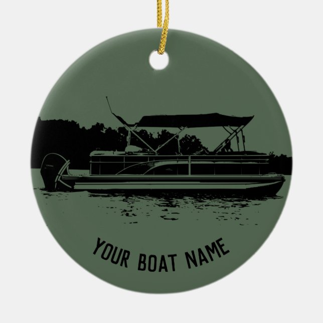 Ornement de bateau ponton vert et noir (Devant)