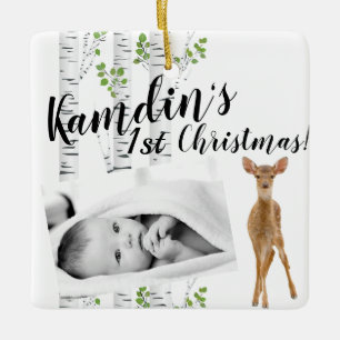 Ornement de bébé personnalisé Deer Doe Buck Woodla