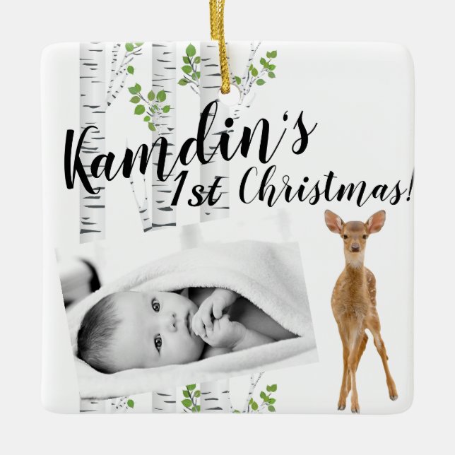 Ornement de bébé personnalisé Deer Doe Buck Woodla (Devant)